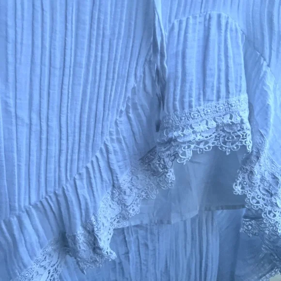 🆕 Guess White Boho Asymmetrical Midi Skirt Lace Trim Crinkle Wrap Style Size XL - Picture 8 of 17